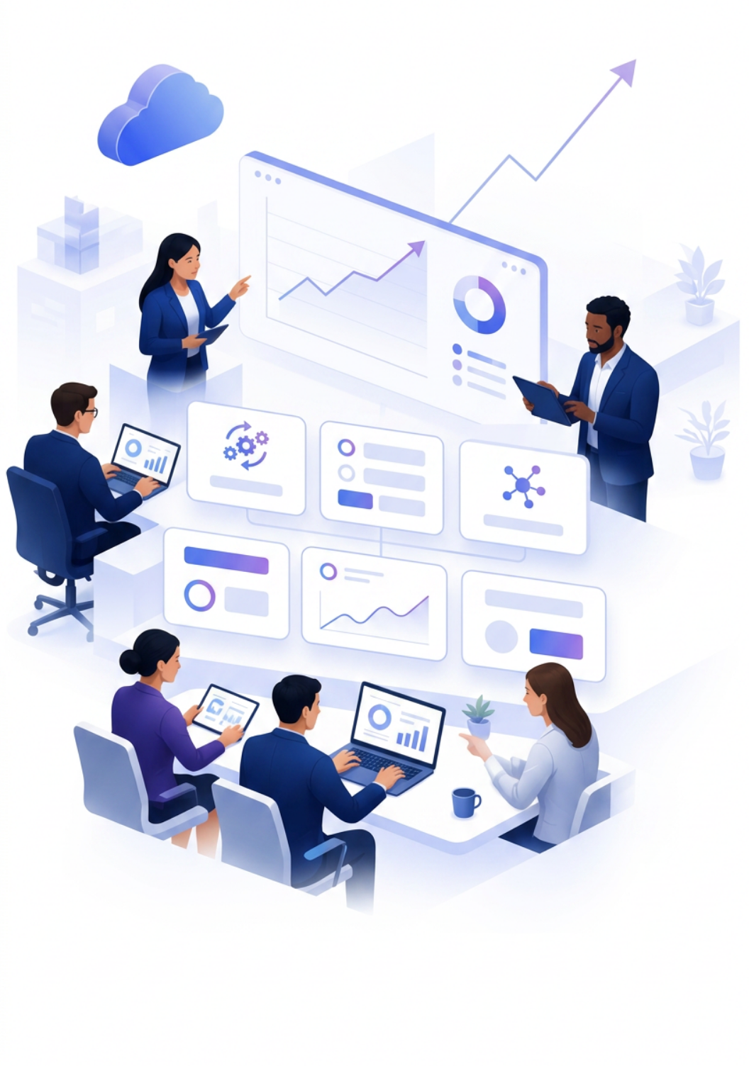 Business professionals collaborating to support business growth